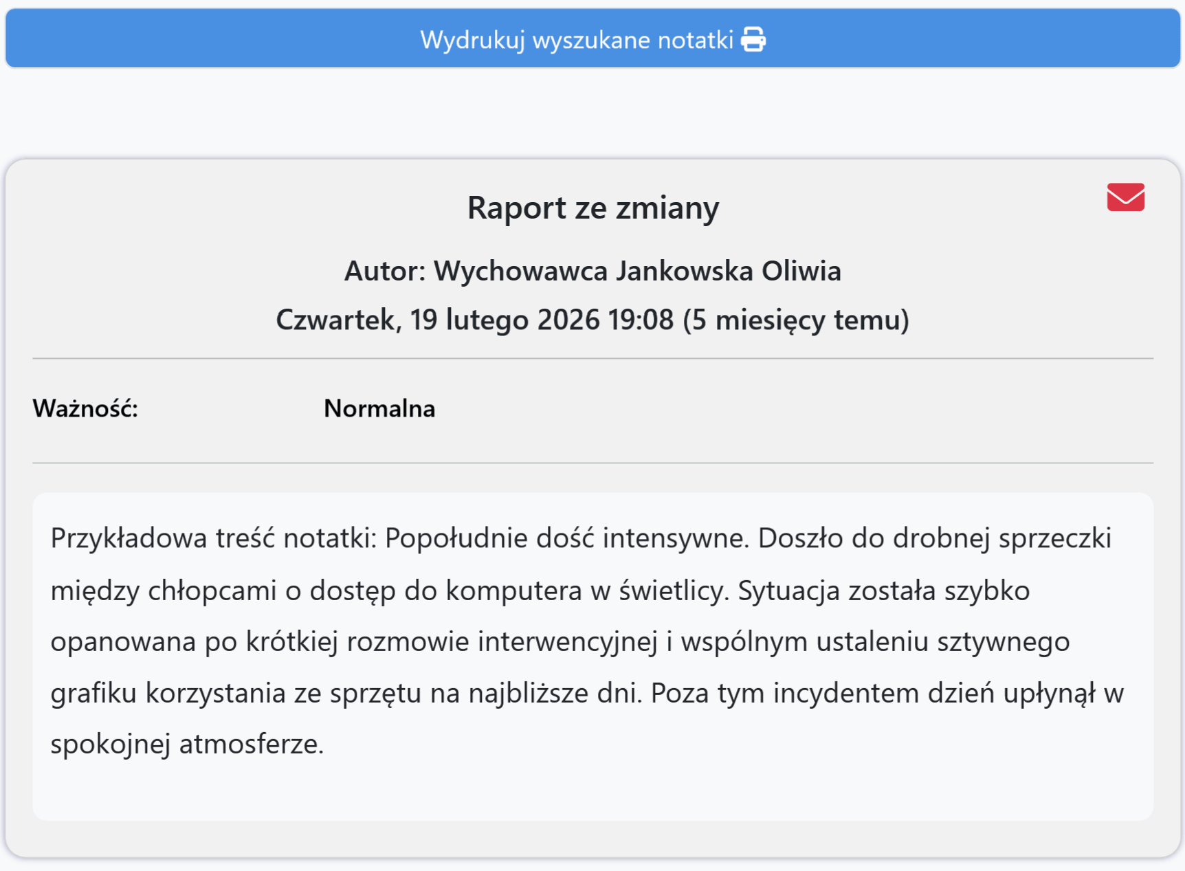 Drukowanie notatek
